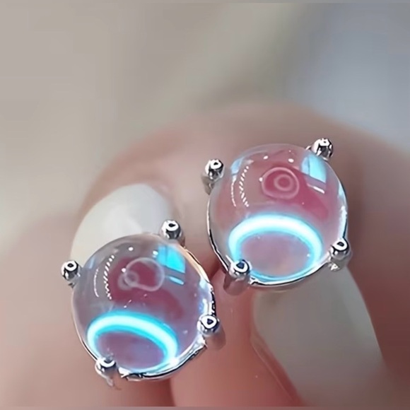 Minimalist Moonstone Earrings - Picture 2 of 4